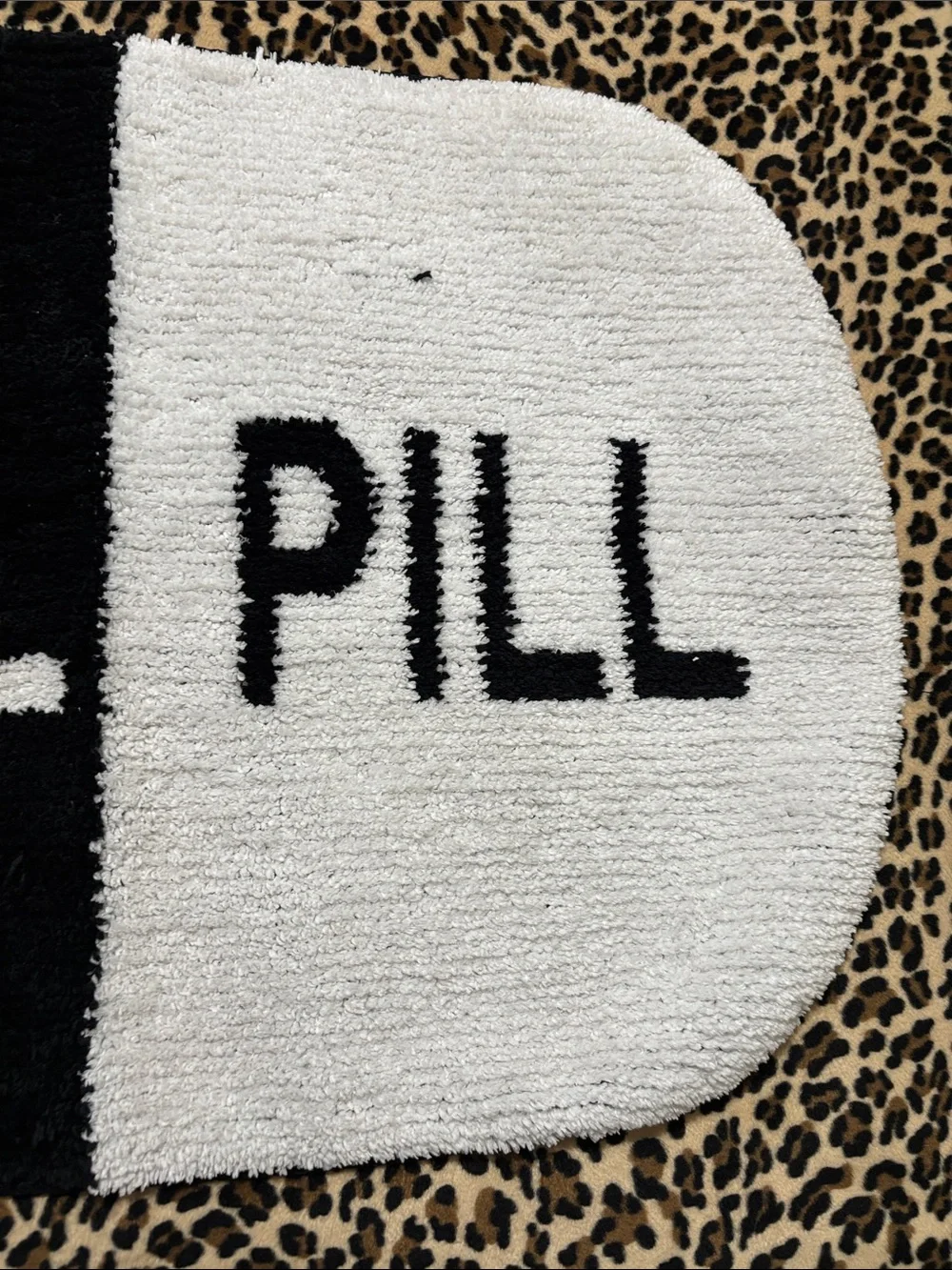 CHILL PILL 🖤🤍Bath Mat Rug Black White Dorm Home Funny Cute Decor Mental Health
